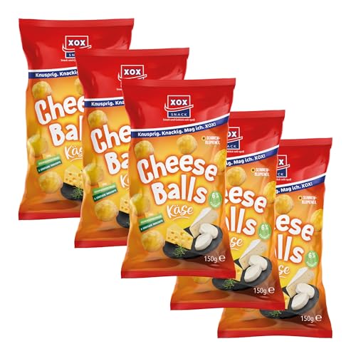 XOX Cheese Balls 150g | Knuspriger Maissnack mit echtem Käsegeschmack, 6% Käseanteil, Ohne Geschmacksverstärker & Künstliche Farbstoffe - Genuss pur! (5er Pack) von Zama4Zingo