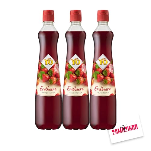 YO Fruchtsirup Erdbeere | Vegan | Sirup 700ml - mit intensivem Geschmack, Ideal für Cocktails und Getränke Mixen (6) von Zama4Zingo