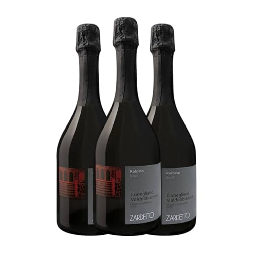 Zardetto Refosso Superiore Glera Brut Prosecco 75 cl Weißer Sekt (Karton mit 3 Flaschen von 75 cl) von Zardetto