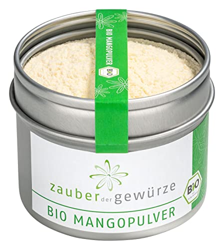 Zauber der Gewürze Bio Mangopulver - Mango Pulver ohne Zusätze, 100% natürlich aus gefriergetrockneten Mangos, ungesüßt, laktosefrei und vegan für Joghurt, Porridge, Müsli oder Smoothies, 55 g von Zauber der Gewürze