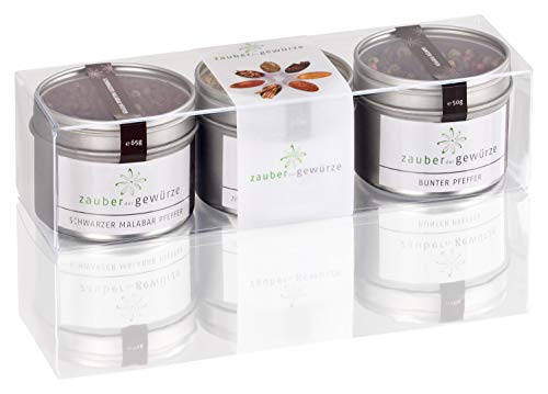 Zauber der Gewürze Gourmet-Pfeffer Trio Gewürze Geschenkset | Gewürze Set mit 3 Gourmet-Pfeffern in Premiumqualität, als Geschenk für Hobbyköche & Genießer, 170 g von Zauber der Gewürze