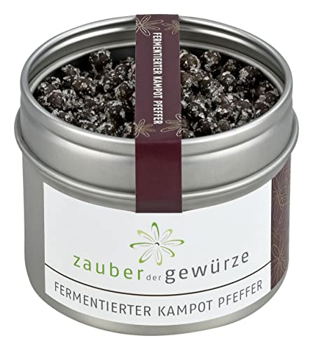 Zauber der Gewürze Fermentierter Kampot Pfeffer, fermentierter Pfeffer mit Meersalz aus Kampot, Premium-Qualität mit intensivem Aroma für Steak, Gemüse und Fisch, 60 g von Zauber der Gewürze