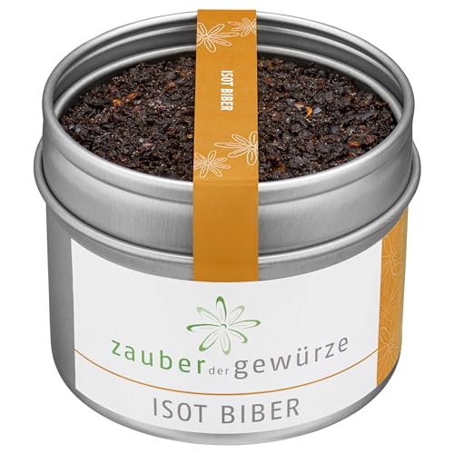 Zauber der Gewürze Isot Biber, Isot Chili, Isot Paprika, Urfa Biber für türkische Gerichte mit Hackfleisch und Gemüse sowie Cig Köfte, Top-Qualität in wiederverschließbarer Aroma-Dose, 50 g von Zauber der Gewürze