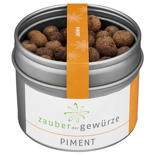 Zauber der Gewürze Piment ganz – Nelkenpfeffer, Jamaikapfeffer mit feiner Schärfe, ideal zum Verfeinern von Fleisch, Gemüse und Gebäck, 40 g von Zauber der Gewürze