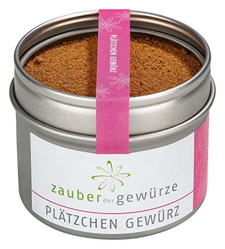 Zauber der Gewürze Plätzchen Gewürz - Plätzchengewürz, Gewürzmischung für Plätzchen und anderes weihnachtliches Gebäck, auch für Mürbeteig, Top-Qualität in wiederverschließbarer Aroma-Dose, 45 g von Zauber der Gewürze