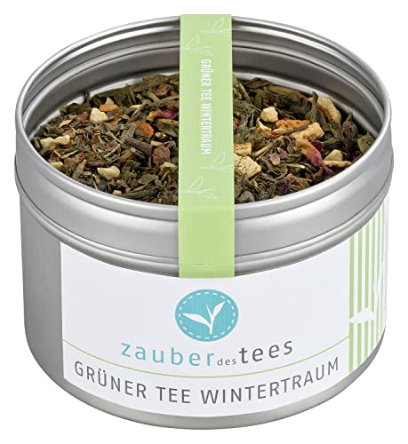 Zauber des Tees Grüner Tee Wintertraum – Aromatischer Wintertee mit Sternanis, Zimt, Nelken und Orangenschalen für gemütliche Wintermomente, 80 g von Zauber des Tees