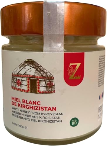 Cremig-weißer Honig aus Kirgisistan – Esparsettenhonig (zum Genießen auf Brot), Glas (300 g). von Zayti