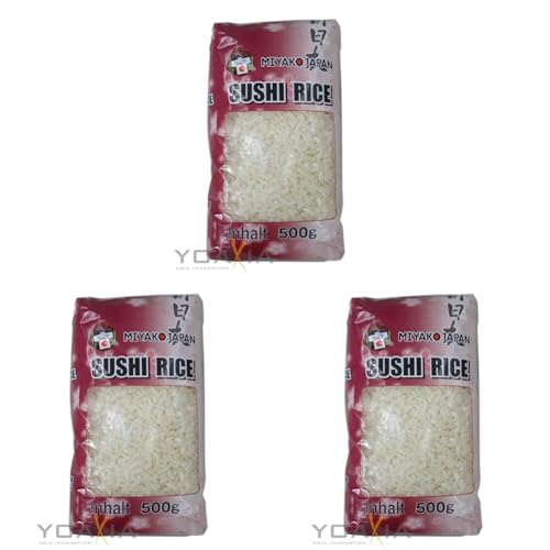 Miyako Japan Sushi Reis Rundkorn, 0,5 kg (Packung mit 3) von Zeelec