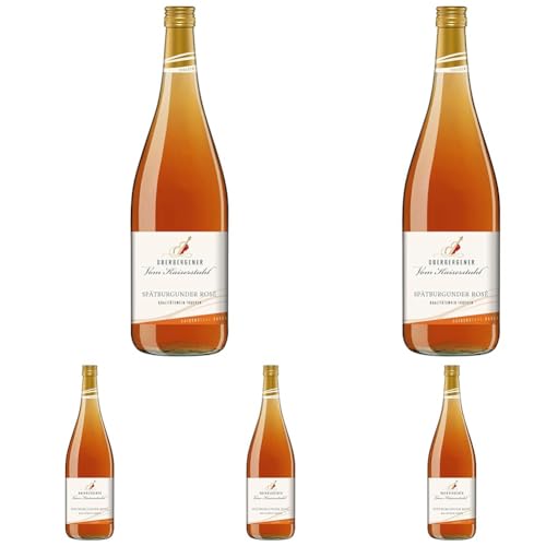 Oberbergener Baßgeige Spätburgunder Rosé QbA trocken, 1l I Fruchtig, Ideal zu Lachs & Geflügel I Lachsfarben I 3-4 Jahre Lagerdauer (Packung mit 5) von Zeelec