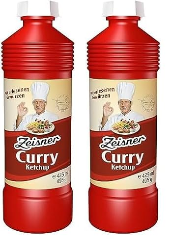 Zeisner Curry-Ketchup mit erlesenen Gewürzen fein abgestimmt | aus Grasberg bei Bremen | vegan | natürlich ohne Konservierungsstoffe, 425 ml (Packung mit 2) von Zeisner