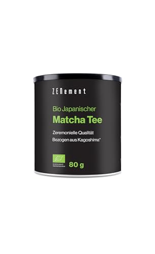 Bio Matcha Pulver Ceremonial Grade - Aus Kagoshima, Japan - Reich an Catechinen, L-Theanin und Antioxidantien, 100% Natürlich - 80g von Zenement