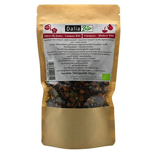 Früchtetee lose | Himbeere BIO 150 g | Premium Qualität | Glutenfrei | Laktosefrei | Vegan von ZeroCal - Dalia