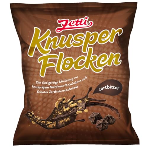 3 er Pack Zetti Knusperflocken Zartbitter 3 x 130g Knusprige Knäckebrot-Stückchen mit Überzug aus Zartbitter-Schokolade von Zetti