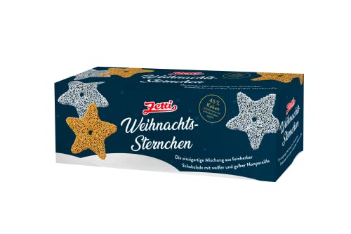 Zetti Weihnachtssternchen, Premium Nonpareilles und Zartbitter in Weihnachtsstern Form, Schokoladen Weihnachtsplätzchen, Schoko Begleiter in der Adventzzeit, Weihnachten und Weihnachtsfest 10x250g von Zetti