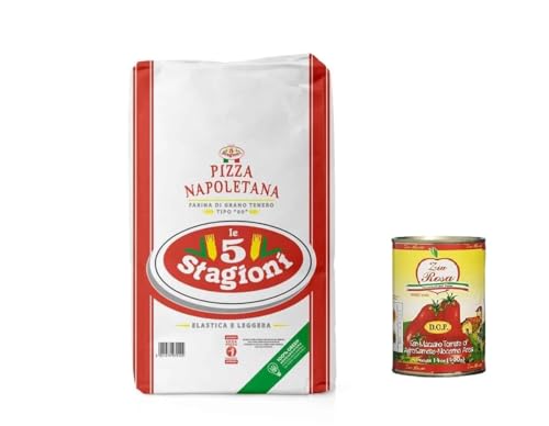 5 stagioni Farina "00" Neapolitan Pizza Kg.25 Agugiaro pizza mehl + Zia Rosa DOP Pomodoro San Marzano Dose von 400g von Zia Rosa