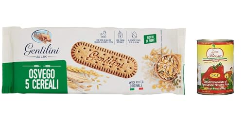 6x Gentilini Biscotti Osvego 5 Cereali Ricchi di Fibre, Kekse mit 5 Cerealien, reich an Ballaststoffen 250g + Zia Rosa DOP Pomodoro San Marzano Dose von 400g von Zia Rosa