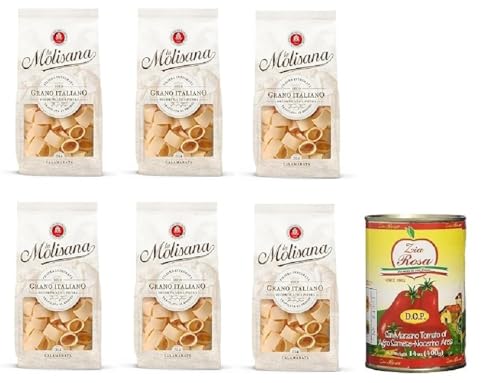 6x La Molisana Calamarata Pasta Lenta Lavorazione Teigwaren aus Hartweizengrieß Bronze-Zeichnung 500g + Zia Rosa DOP Pomodoro San Marzano Dose von 400g von Zia Rosa