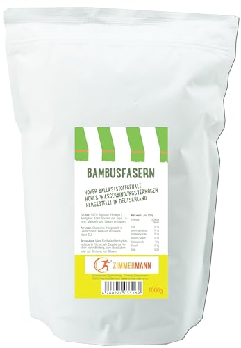 Bambusfasern 1000g - Hoher Ballaststoffgehalt - Hohes Wasserbindungsvermögen - glutenfrei - aus 100% Bambus - von Zimmermann Sportnahrung von Zimmermann