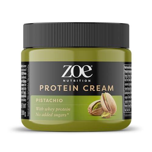 zoe Nutrition Protein Cream, 200 g, dunkle und weiße Creme, 23% Molkenprotein, niedriger Zuckergehalt, für Proteinshakes, Aufstriche, Füllungen (Pistachio) von Zoe NUTRITION