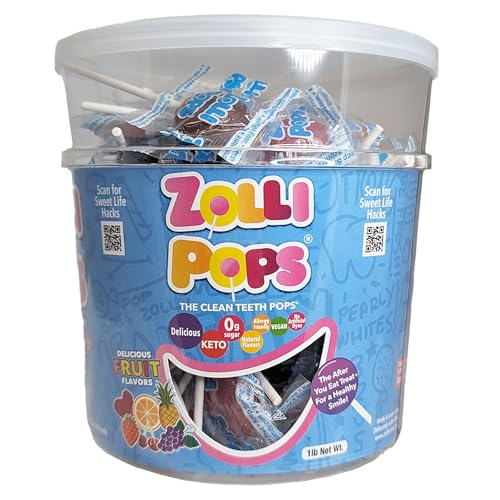 Zollipops Clean Teeth Pops, Anti-Hohlraum-Lutscher, köstliche verschiedene Geschmacksrichtungen, 0,5 kg Dose von Zollipops