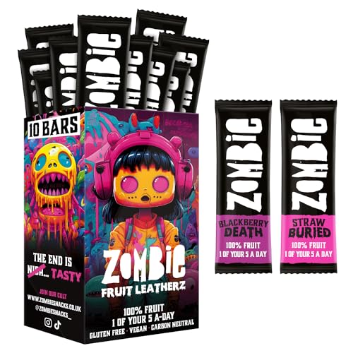 Zombie Fruit Bars, Strawberry & Blackberry (10 Pack, 2 Flavours) - Healthy Snacks – Low Calorie Snack Box von Zombie