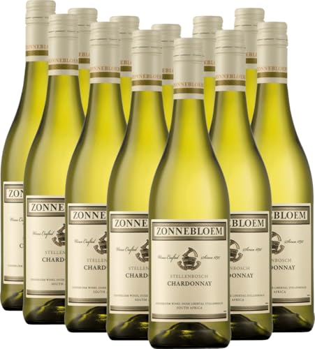 Chardonnay Zonnebloem Weißwein 12 x 0,75l VINELLO - 12 x Weinpaket inkl. kostenlosem VINELLO.weinausgießer von Zonnebloem