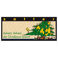 Bergmilchschokolade Advent, Advent, der Christbaum brennt mit gebrannten Mandeln, handgeschöpft von Zotter