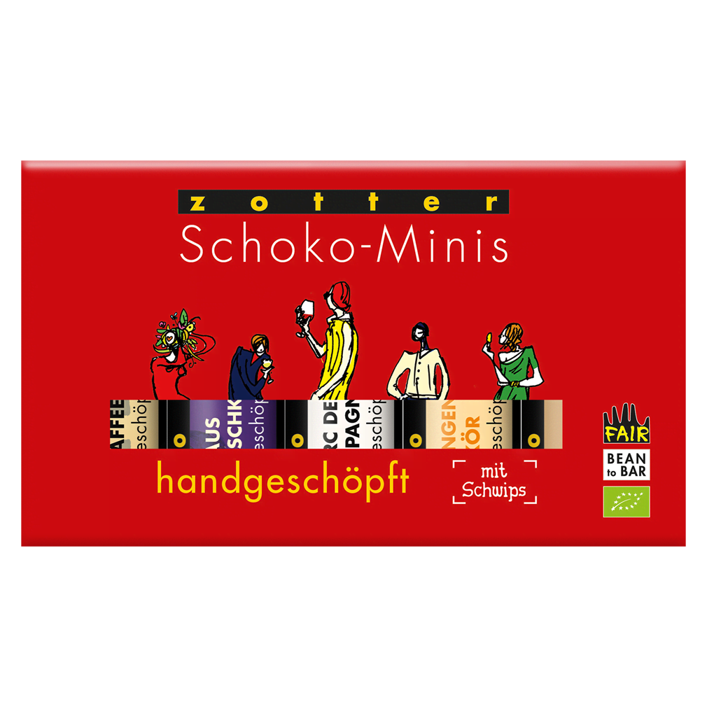 Bio Handgeschöpfte Schoko-Minis mit Schwips, 5 Sorten von Zotter