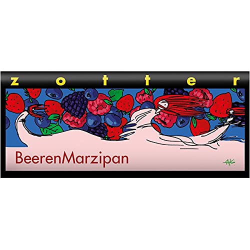 Zotter Bergmilchschokolade mit Beeren-Marzipan-Creme & Mandelnougat, handgeschöpft (70 g) - Bio von Zotter