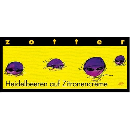 Zotter Bitterschokolade mit Heidelbeeren & Zitronencreme, handgeschöpft (70 g) - Bio von Zotter