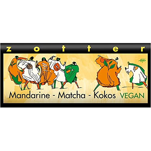 Zotter Bitterschokolade mit Mandarine, Grüntee & Kokosnougat, handgeschöpft (70 g) - Bio von Zotter