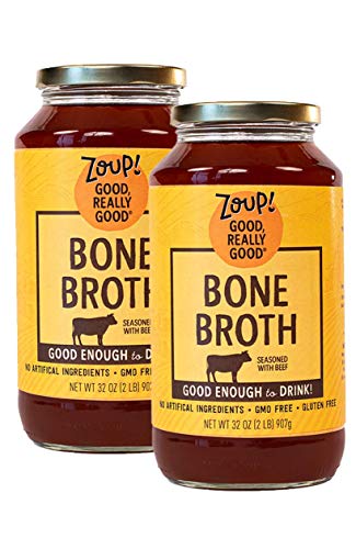 Zoup! Rinderknochenbrühe von Zoup! Keto-freundlich, glutenfrei, zuckerfrei, gentechnikfreie klare Brühe – ideal für Vorräte, Bouillon, Suppenbasis oder in Soße – 2er-Pack (907 ml) von Zoup!