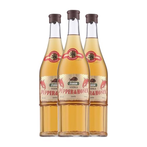 Wodka Zubr Pepper & Honey 70 cl (Karton mit 3 Flaschen von 70 cl) von Zubr