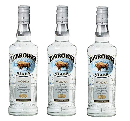 3 Flaschen Zubrowka Biala Wodka a 0,5L 40% Orginal Wodka von Żubrówka