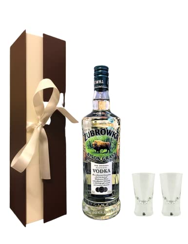 Geschenkidee Żubrówka Bison Grass Vodka + Shot Gläser in Geschenkbox von Żubrówka