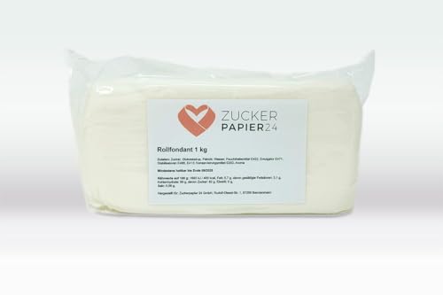 Zuckerpapier24® Rollfondant Weiß - kinderleicht zu verarbeiten; Polarweiß; Rollfondant zum eindecken & verziehren; für Kuchen und Torten 5 kg (5x1 kg), Weiß [RF5] von Zuckerpapier24