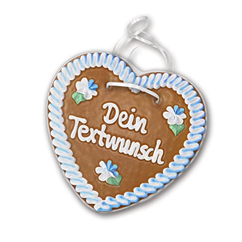 Individuelles Lebkuchenherzz 24cm groß / 270g schwer. Original frisches Oktoberfestlebkuchenherz aus MünchenI Konditorei Zuckersucht (blau/weiß) von Zuckersucht