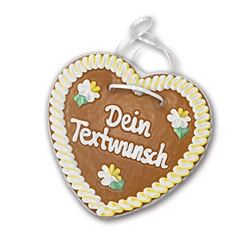 'Individuelles Lebkuchenherzz 24cm groß / 270g schwer. Original frisches Oktoberfestlebkuchenherz aus MünchenI Konditorei Zuckersucht (gelb/weiß)' von Zuckersucht