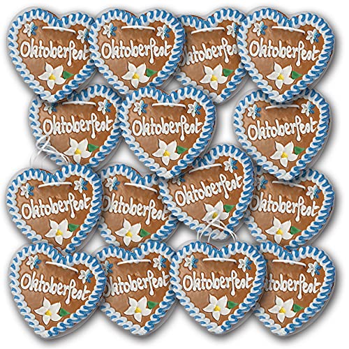 Lebkuchenherzen 20 Stück mit Oktoberfest beschriftet, 14cm groß 70g schwer. Original frische Oktoberfestlebkuchenherzen aus München. Lebkuchen Herzen günstig kaufen | Konditorei Zuckersucht von Zuckersucht