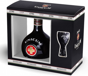 Unicum 0,7 l Geschenkverpackung Kräuterlikör mit 1 Glas von Zwack Unicum NYRT