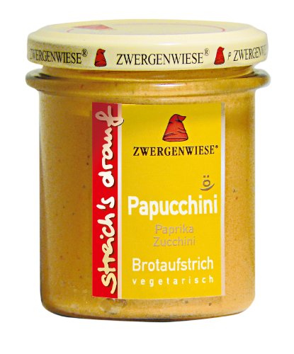 Zwergenwiese Papucchini (Paprika-Zucchini) 160g Bio Brotaufstrich Vegetarisch, 6er Pack (6 x 160 g) von Zwergenwiese