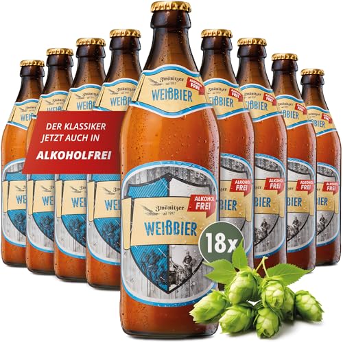 Brauerei Zwönitz Weißbier alkoholfrei 18 x 0,5 Liter/Weizenbier alkoholfrei/alkoholfreies Hefeweizen/Geschenke für Bierliebhaber von Zwönitzer handwerklich gebraut