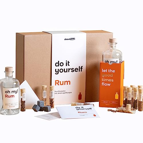 aboutfood ehemals foodist Rum Baukasten inkl. Ansatzalkohol zum selber herstellen mit Botanicals, Rezepten, Etiketten und Booklet Geschenkset für Männer Frauen als DIY Rum Infusion von aboutfood