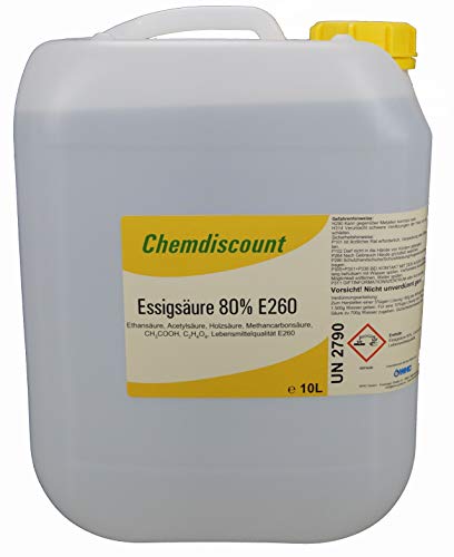 10Liter Essigsäure 80% in Lebensmittelqualität E260 von adds4food