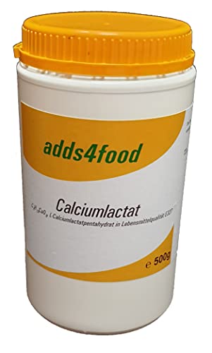 500g Calciumlactat in Lebensmittelqualität E327, in einer stabilen Dose mit luftdicht wiederveschließbarem Innendeckel von adds4food