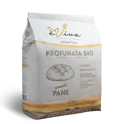 Agricola Piano – Profumata 240 | Weichweizenmehl mit lebendem Weizenkeim Typ 815 kg 5-100% natürliches italienisches Mehl, ohne Zusatzstoffe - Ideal für Brot, Focaccia, Brötchen, Süßigkeiten von agricola PIANO