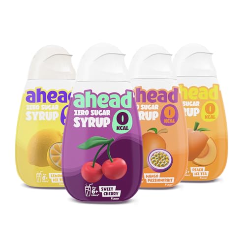 Ahead Zero Sirup │ Mixed 4 x 48 ml │ für 6-8 Liter Getränk │ getränkesirup zuckerfrei │ sirup ohne zucker & Kalorien │ hochkonzentrierter Fertiggetränk Fruchtextrakten sirup von ahead