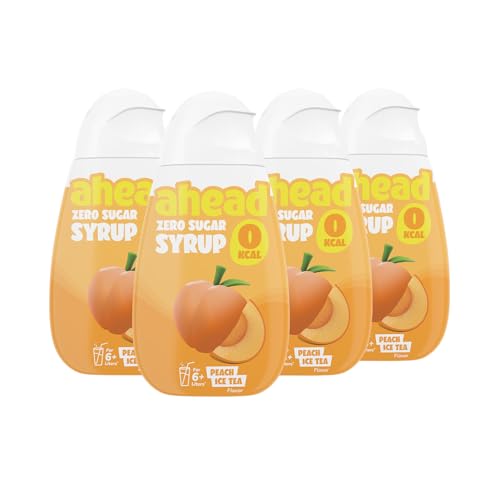 Ahead Zero Sirup │ Peach Ice Tea 4 x 48 ml │ für 6-8 Liter Getränk │ getränkesirup zuckerfrei │ sirup ohne zucker & Kalorien │ hochkonzentrierter Fertiggetränk Fruchtextrakten sirup von ahead