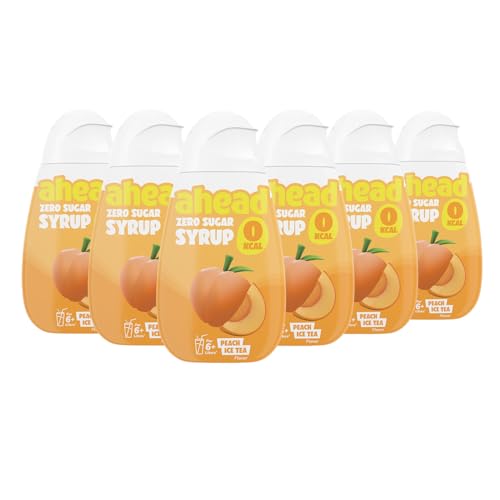 Ahead Zero Sirup │ Peach Ice Tea 6 x 48 ml │ für 6-8 Liter Getränk │ getränkesirup zuckerfrei │ sirup ohne zucker & Kalorien │ hochkonzentrierter Fertiggetränk Fruchtextrakten sirup von ahead