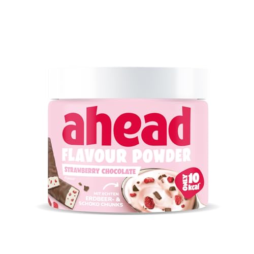 ahead Flavour Powder | Strawberry chocolate 250g | 83 Portionen | Nur 10 kcal pro Portion | Kalorienarmes Geschmackspulver mit Inulin und Laktase | Geprüfte Qualität - Made in Germany von ahead